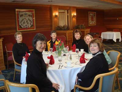 Enjoying the food and the company. 