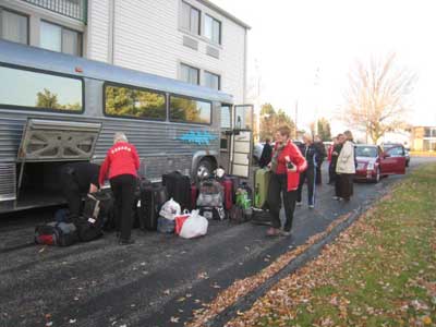 Loading up the bus for departure on the final Saturday morning.