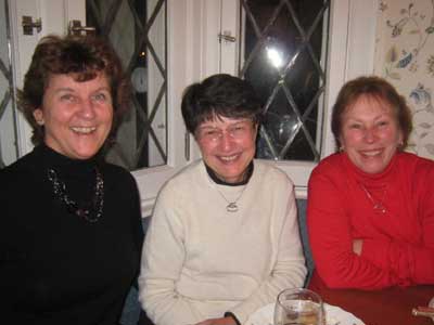 USWCA tour coordinators, Janet Farr and Barb Hamm with Elaine Delannoy from Winnepeg at CSC house party. 